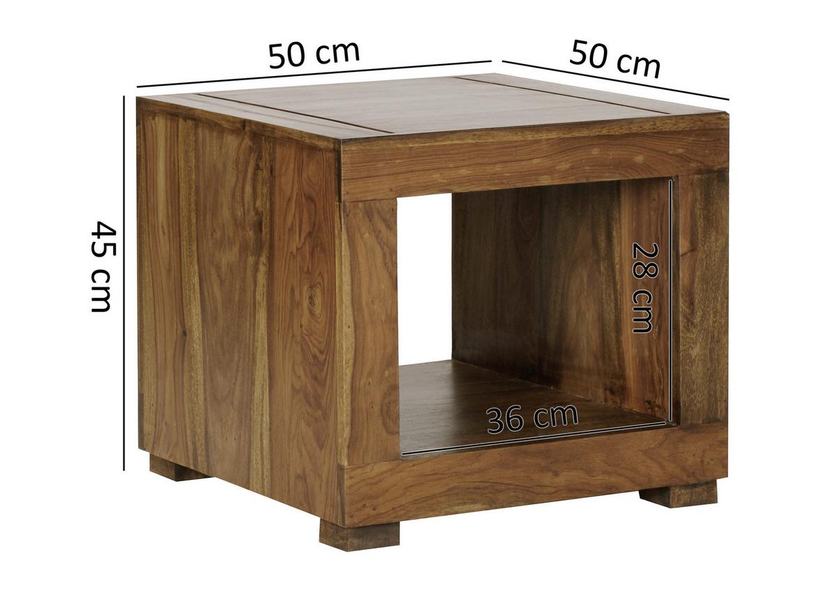 Konferenční stolek Mumbai masiv - barvy sheesham, Design, dřevo (50/50/45cm) - MID.YOU
