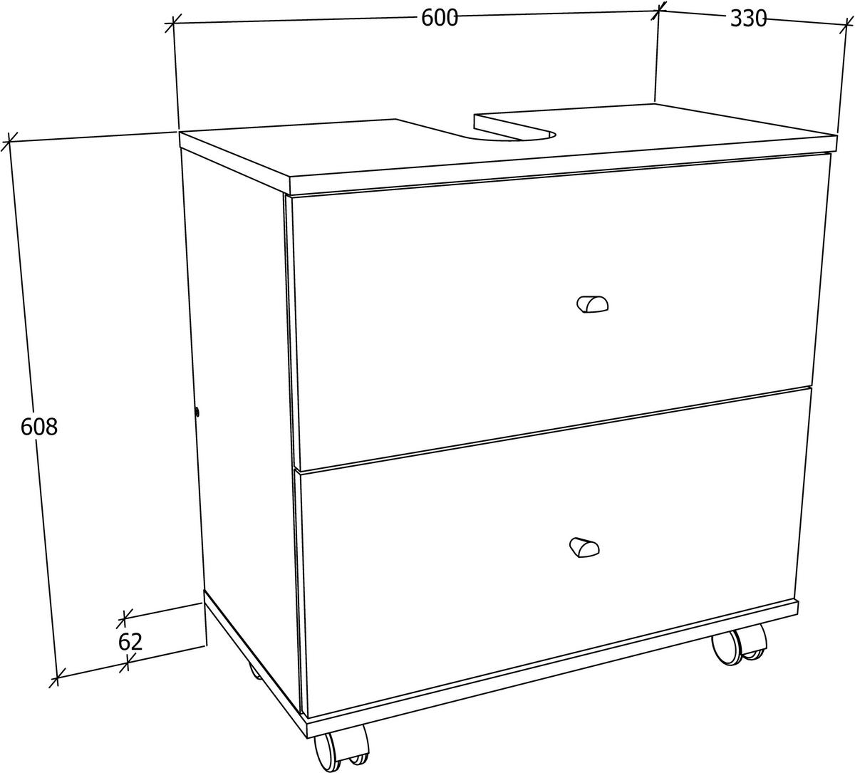 Waschbeckenunterschrank Nilosi L - Schwarz/Weiß, MODERN, Holzwerkstoff (60/61/33cm) - MID.YOU