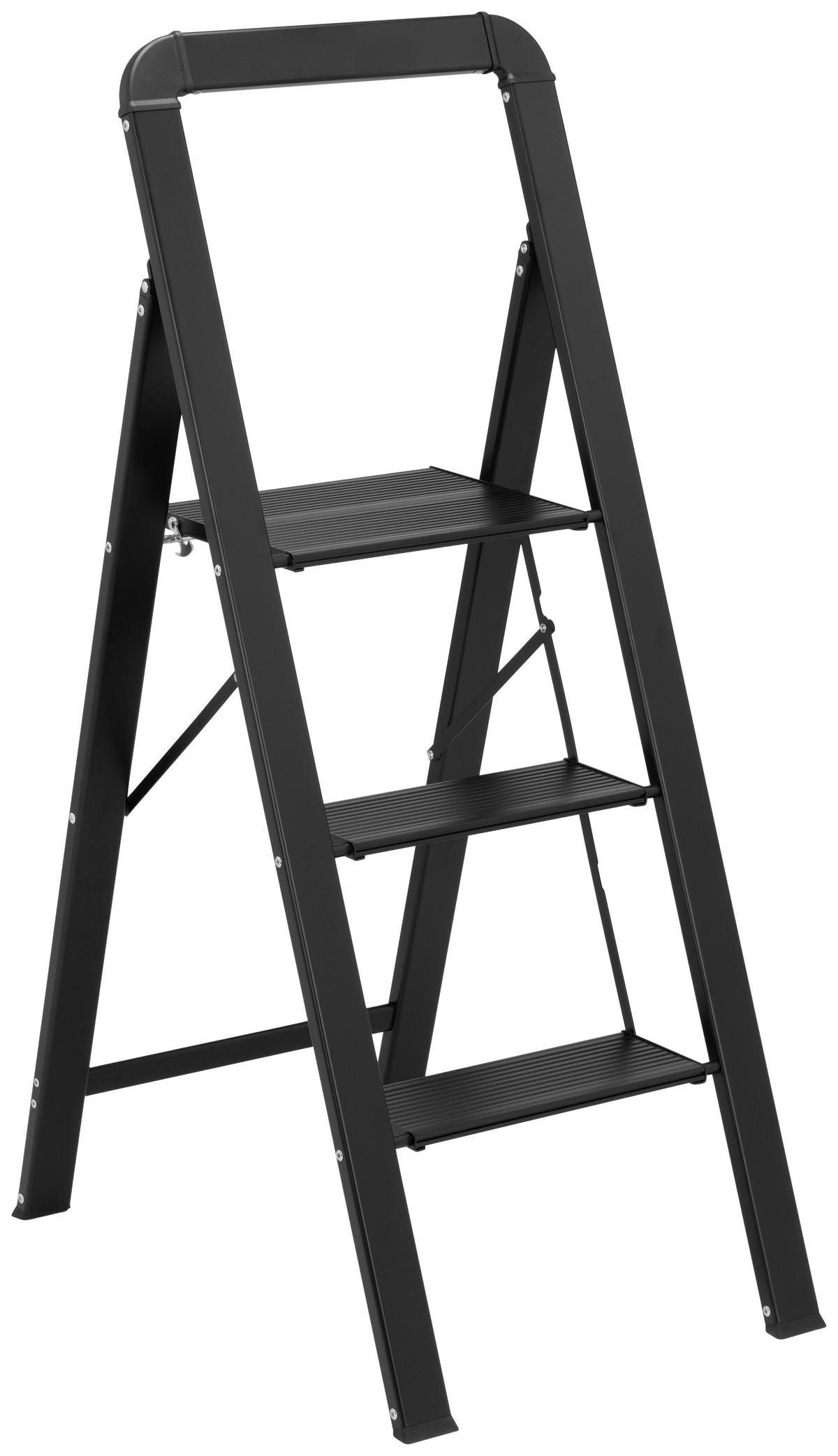 Klapptrittleiter Gustav - Schwarz, KONVENTIONELL, Kunststoff/Metall (44,5/62/109cm) - Homezone