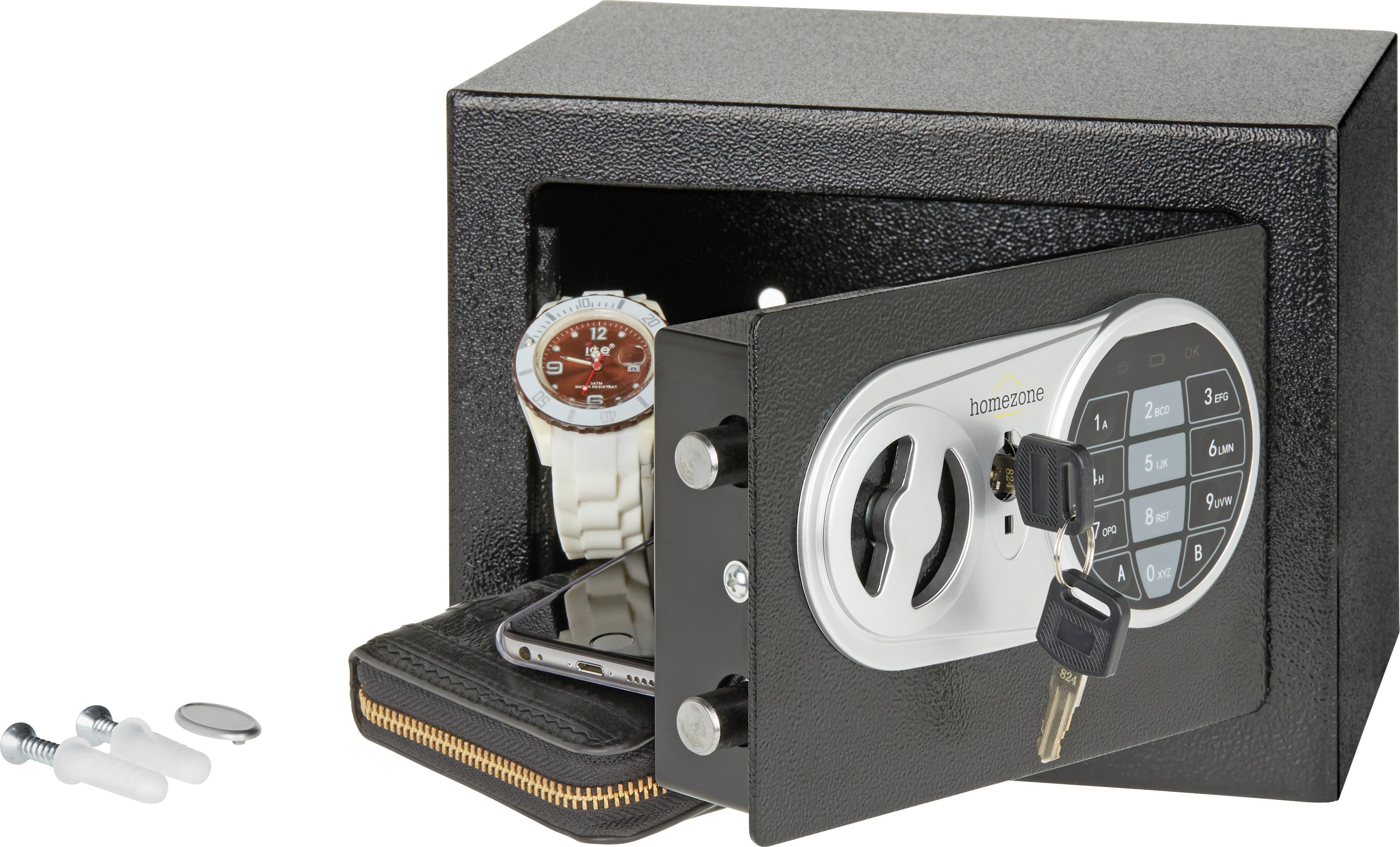Möbeltresor Mini Elektronikschloss, Ca. 4,6 L - Silberfarben/Schwarz, Metall (17/17/23cm) - Homezone