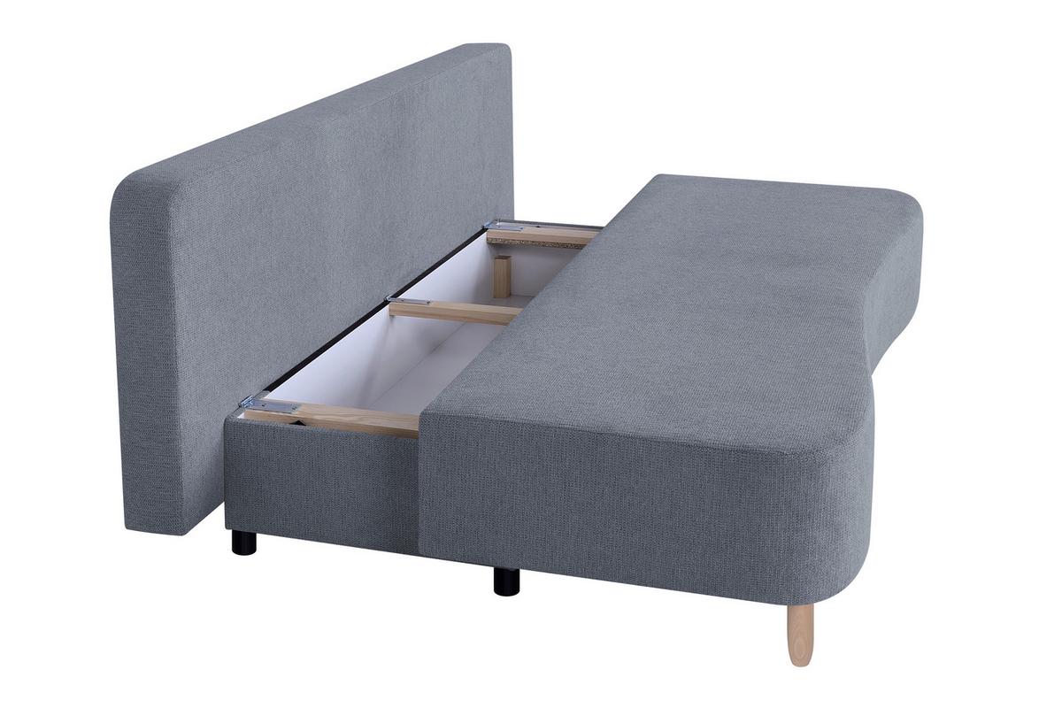 Schlafsofa mit Bettkasten Lara Grau - Dunkelgrau/Buchefarben, Design, Holzwerkstoff/Textil (193/86/85cm) - P & B