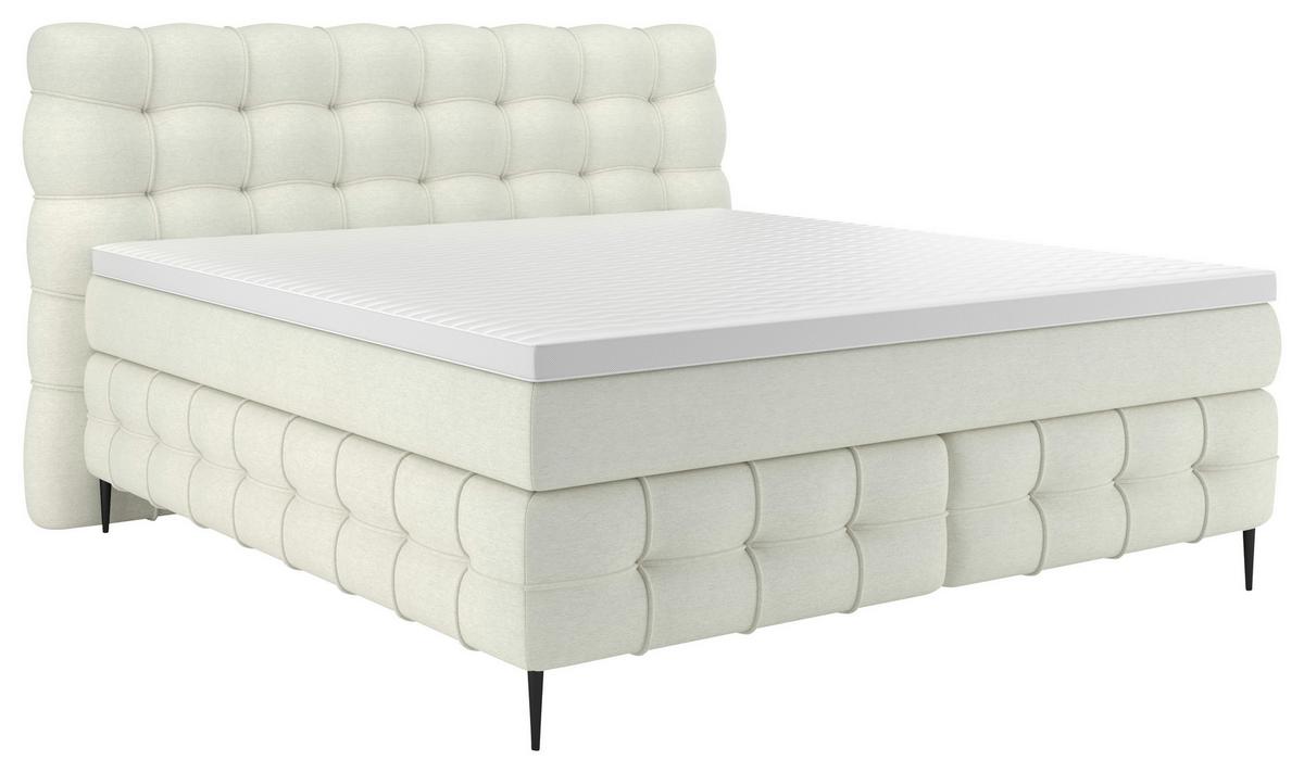 Boxspring- Ágy Scarlett 160/200cm - krémszínű, Konventionell, faalapú anyag/textil (160/200cm)