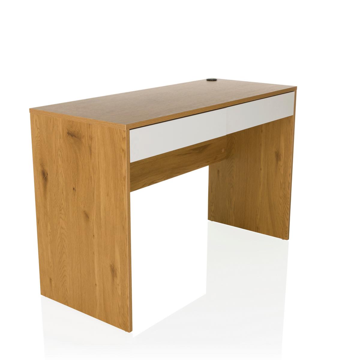 Schreibtisch Weiß/Eichefarben B: 120 cm - Eichefarben/Weiß, MODERN, Holzwerkstoff (120/50/78cm) - MID.YOU