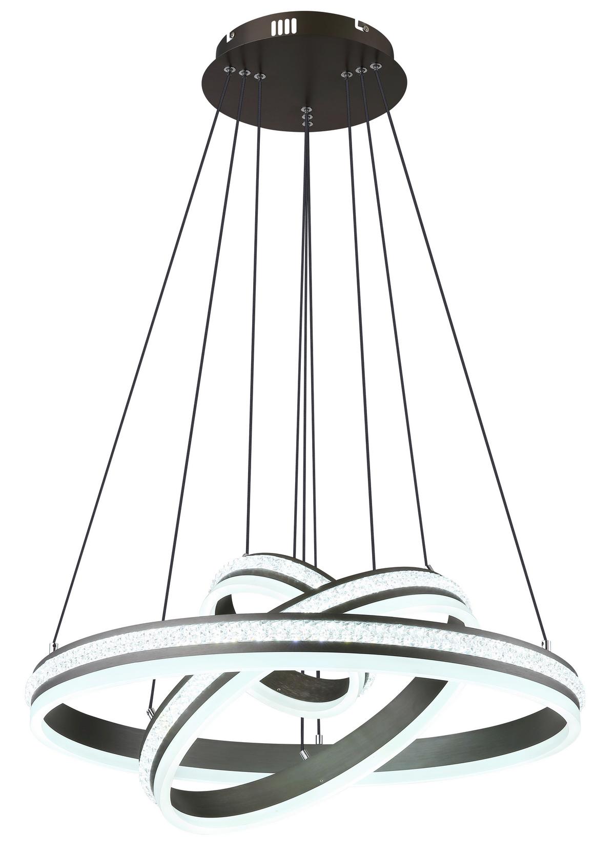 Led Függőlámpa 67314-70h - titánszürke/opál, Design, műanyag/fém (60/120cm) - Globo