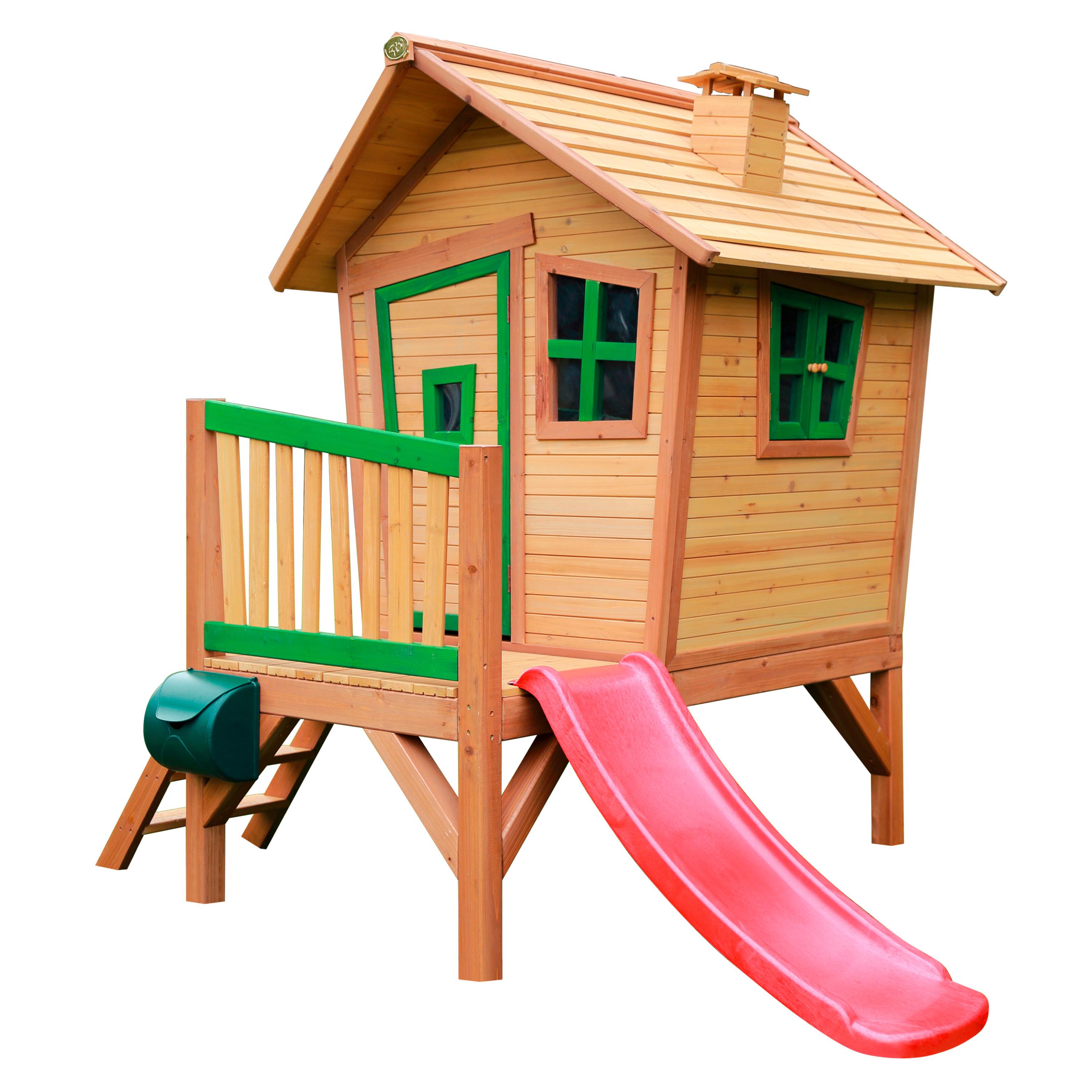 Spielhaus Natur, Rot L: 177 B: 264 H: 203 - Rot/Braun, LIFESTYLE, Holz/Kunststoff (177/264/203cm)