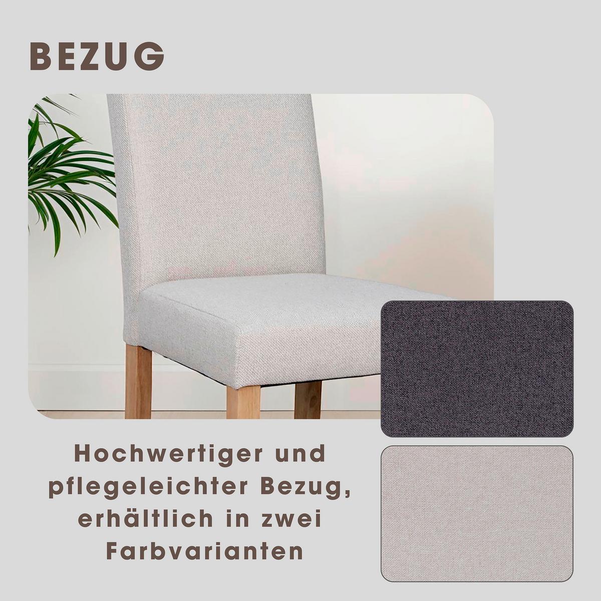 Stuhl-Set Elias - Taupe/Braun, MODERN, Holz/Textil (47/99,5/60cm) - MID.YOU