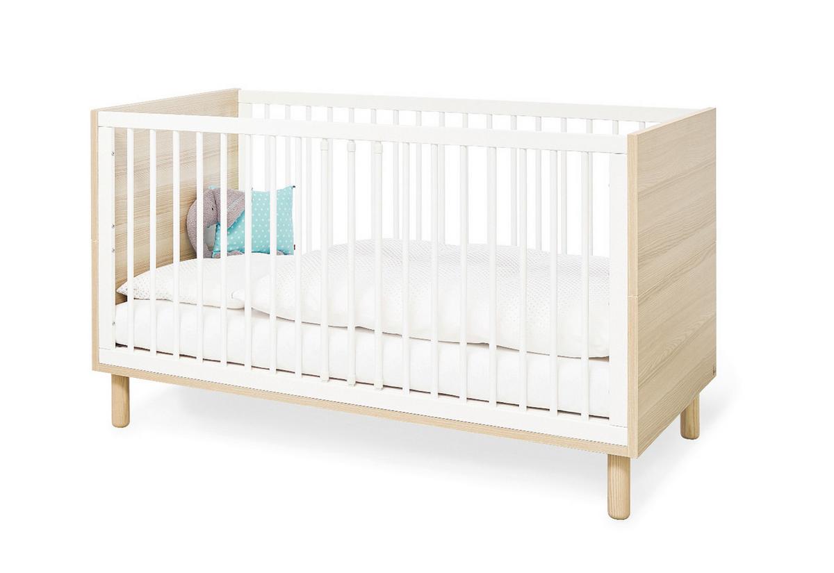 Babyzimmer 090065b Flow - Eschefarben/Weiß, Design, Holzwerkstoff (145/75/85cm) - Pinolino