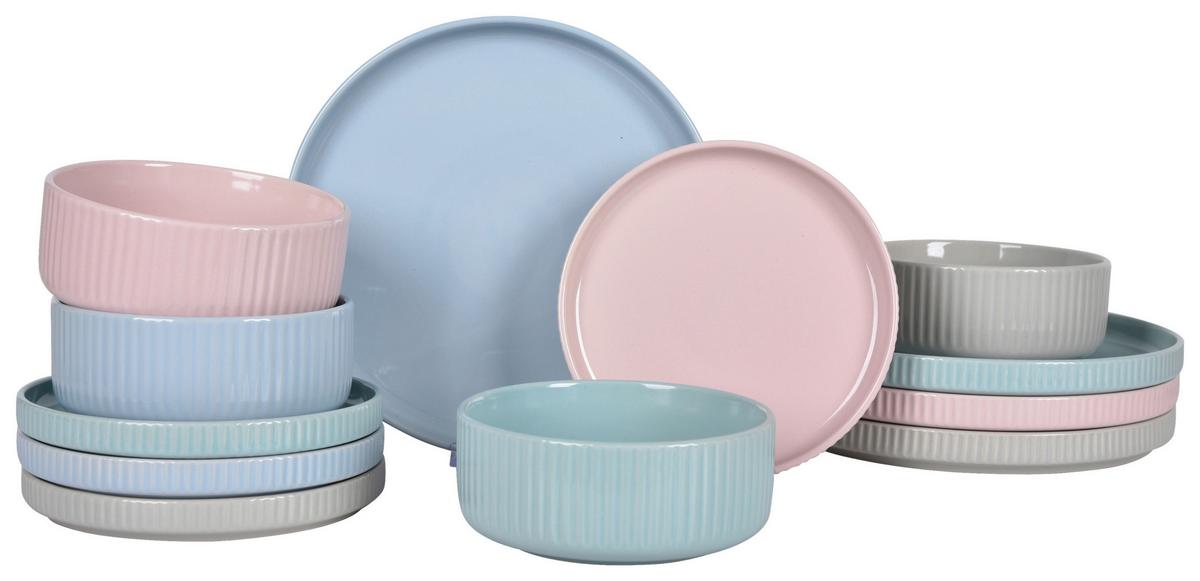 Tafelservice Stella - Pastellblau/Pastellgrün, ROMANTIK / LANDHAUS, Keramik - Luca Bessoni
