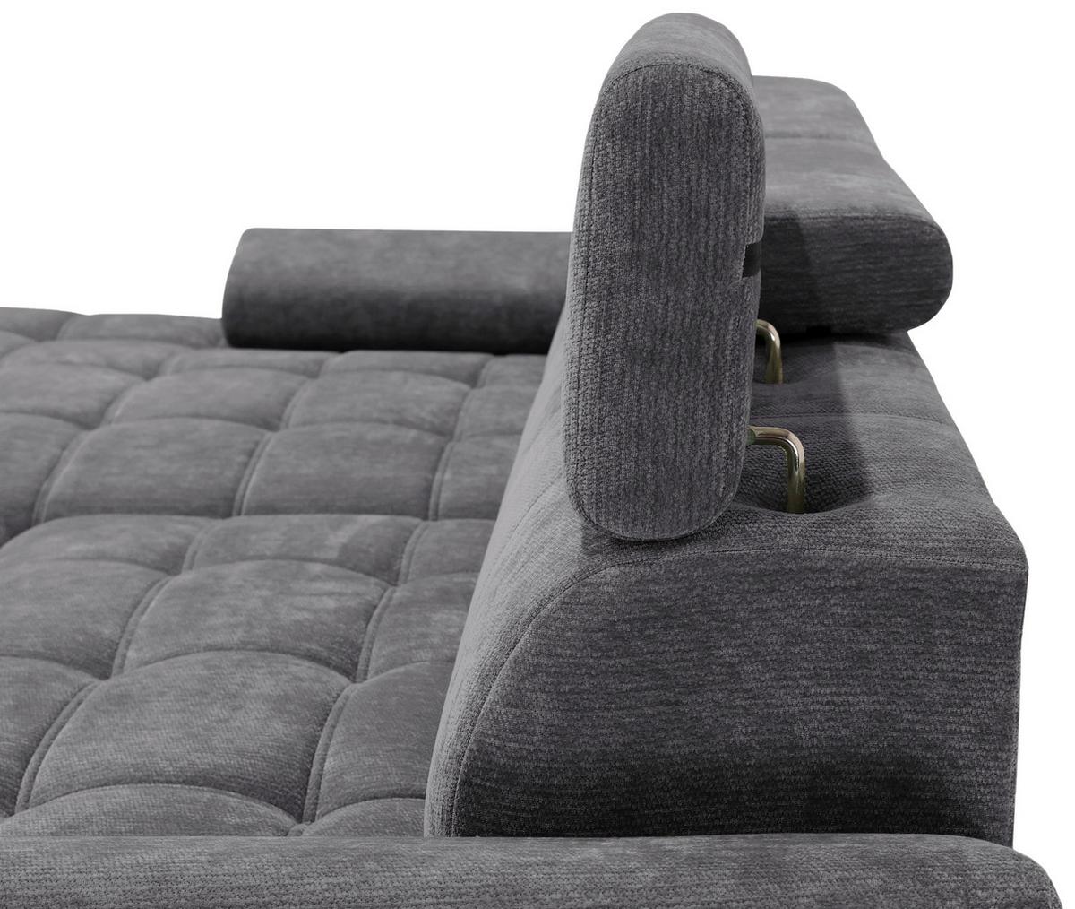 Rohová sedačka VEGAS, ľavá, tmavosivá ženilka - čierna/tmavosivá, Design, drevo/textil (173/294cm)