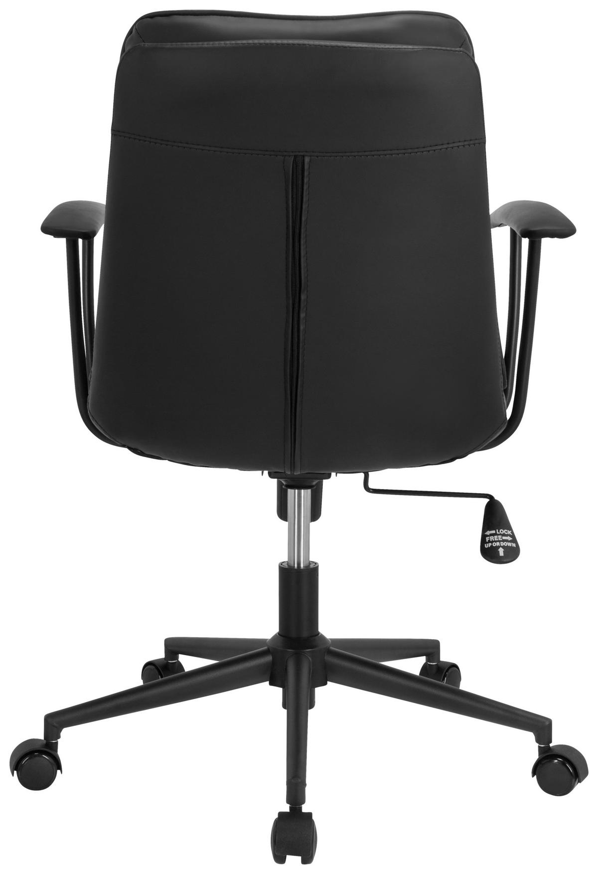Bürostuhl Smallo Schwarz Lederlook Bis 80 Kg - Schwarz, Basics, Kunststoff/Textil (59/84/59cm) - MID.YOU