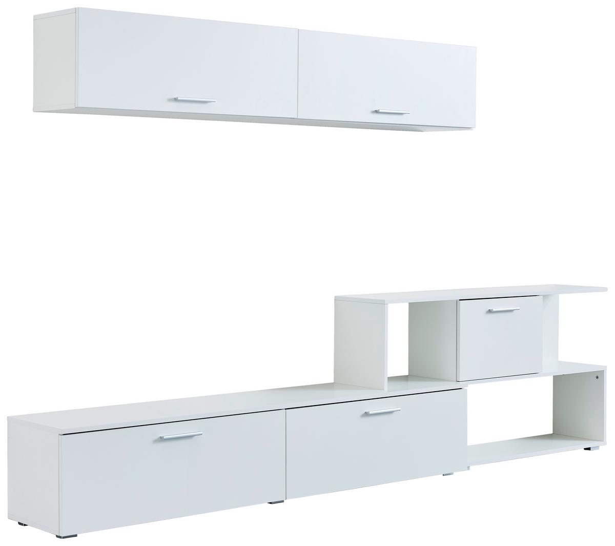 Wohnwand Chepo - Silberfarben/Weiß, Design, Holzwerkstoff (277/102/35cm) - MID.YOU