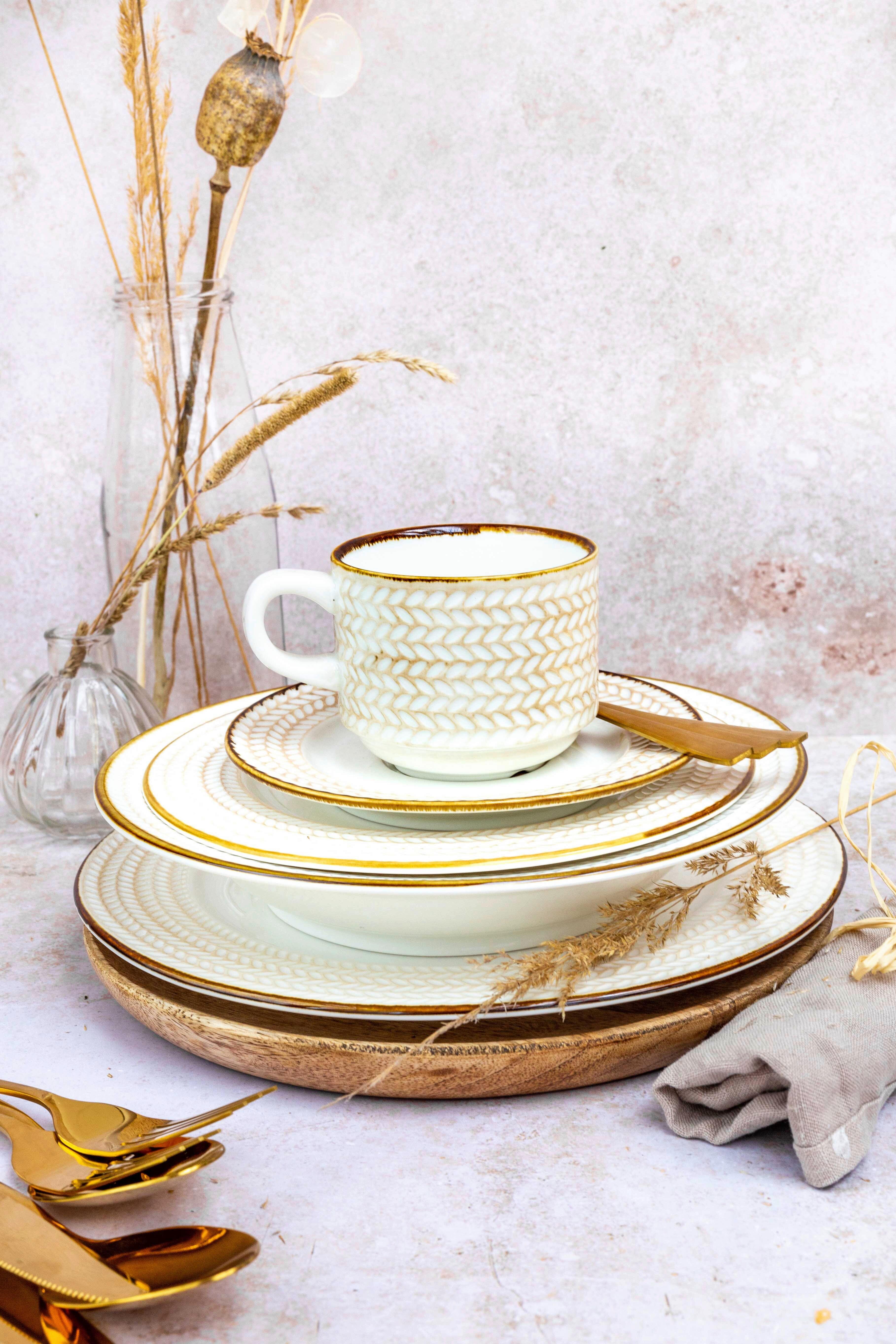 Kaffeeservice Prospero 4 Personen Geschirr Set - Weiß, Basics, Keramik (24,5/24,5/22,5cm) - Mäser