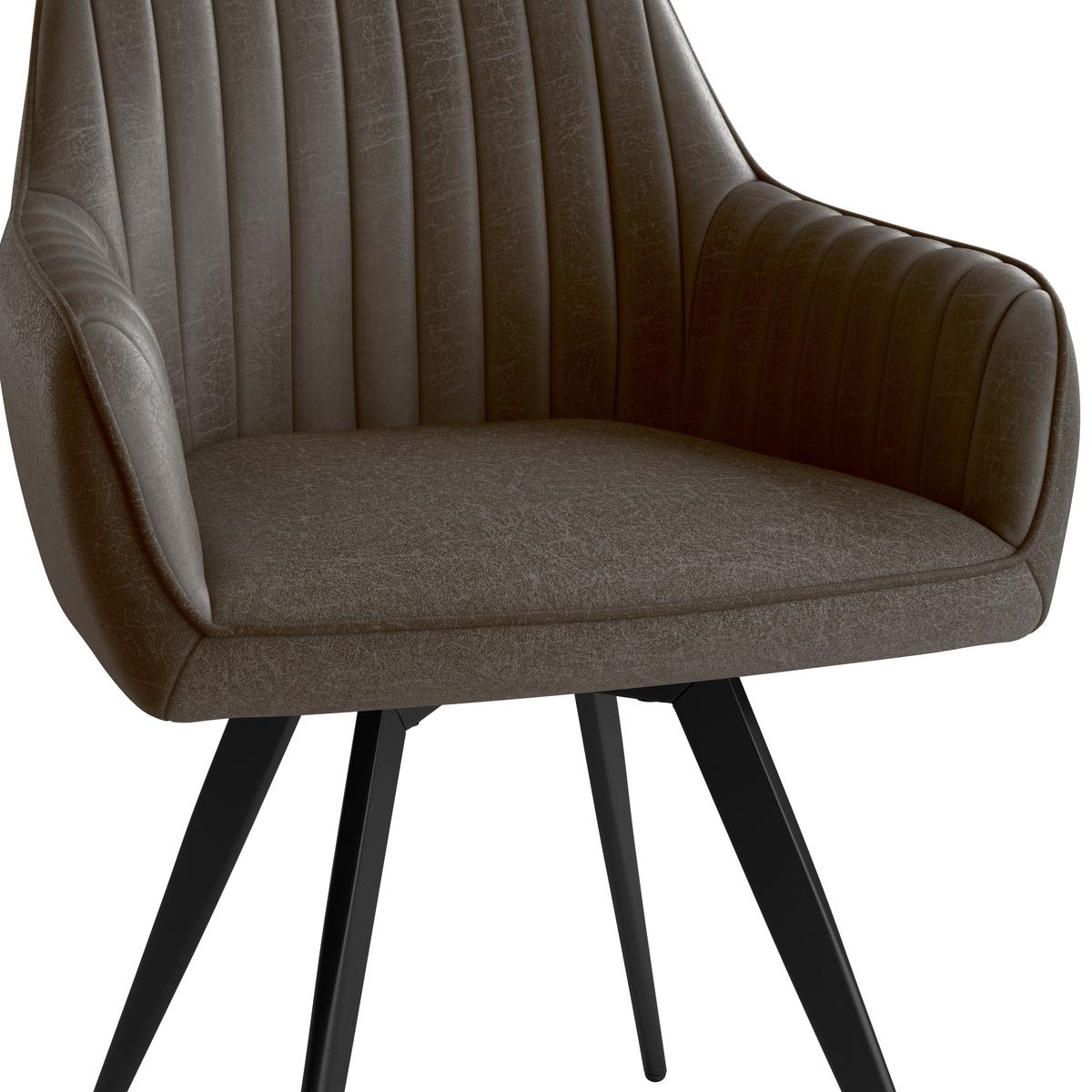 Stuhl Bella Webstoff Braun, 360° drehbar - Schwarz/Braun, KONVENTIONELL, Textil/Metall (63/90/61cm)