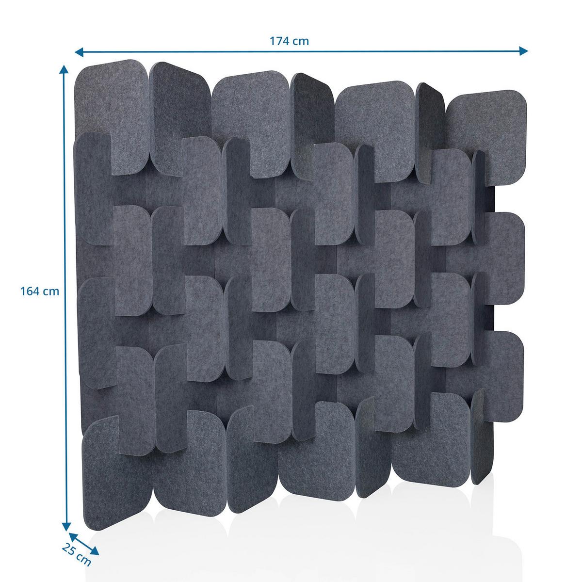 TRENNWAND Flexmiut Grau B: 174cm - Grau, MODERN, Textil (174/164/25cm) - MID.YOU