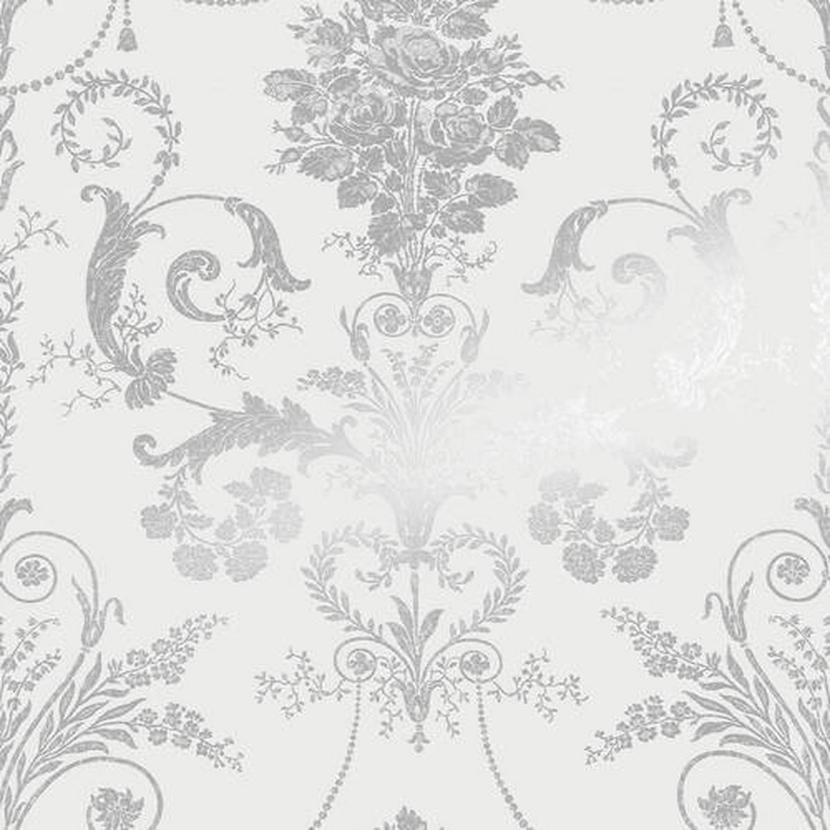 Vliestapete Vintage 52x1000 cm Silber - Silberfarben, Basics, Papier/Kunststoff (52/1000cm)