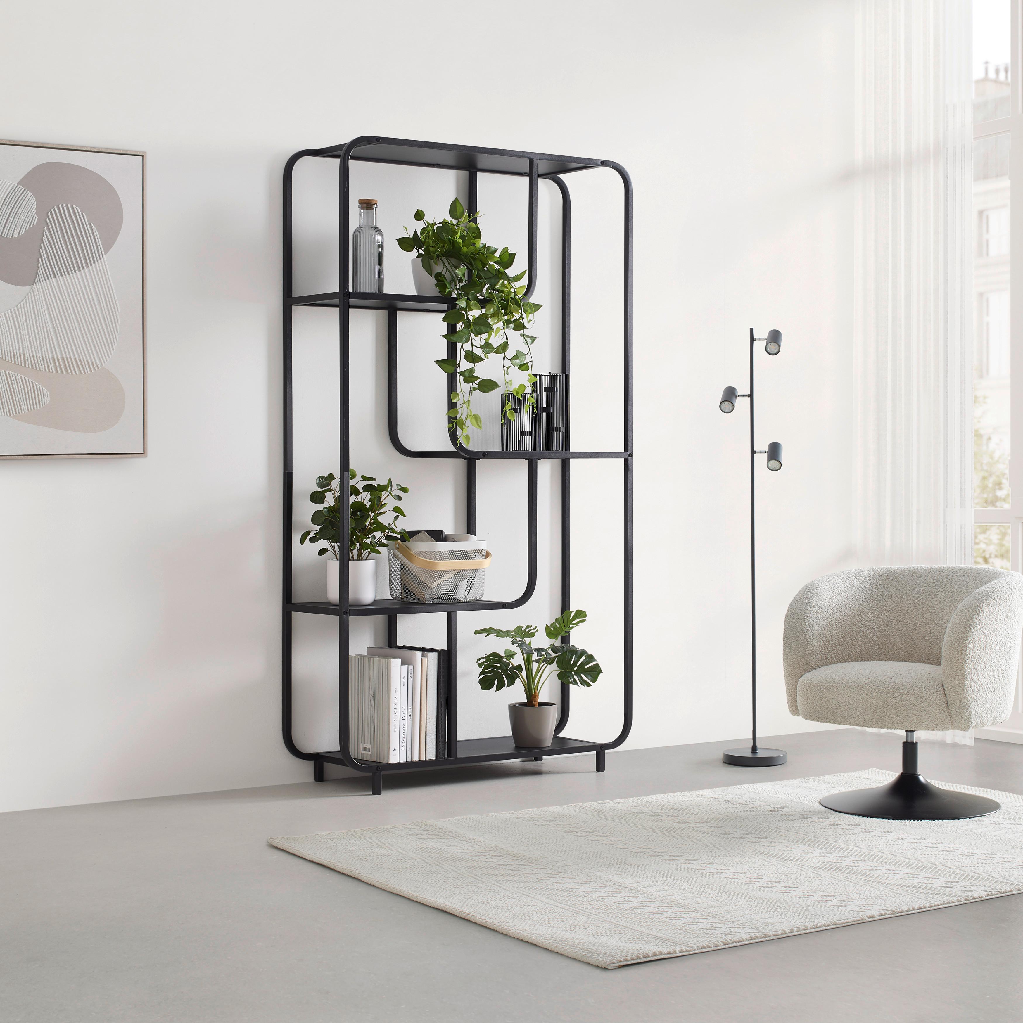 REGÁL BEND -EXKLUSIV- - čierna, Modern, kov/kompozitné drevo (100qm) - Mömax