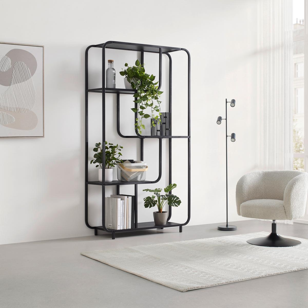REGÁL BEND -EXKLUSIV- - černá, Moderní, kov/kompozitní dřevo (100qm) - Mömax