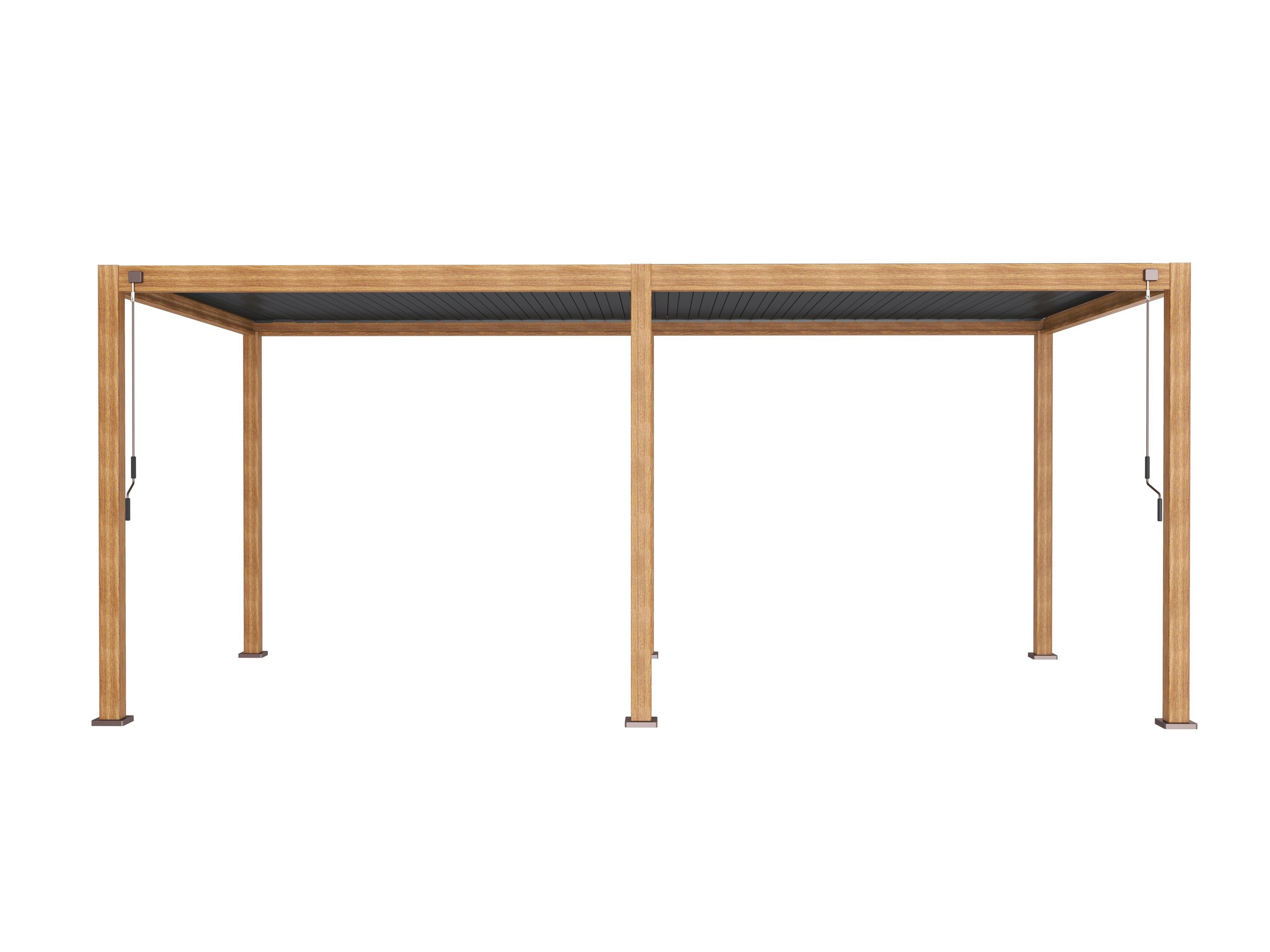 Pavillon Mirador 600x300 Cm Wetterfest, Gartenpavillon - Anthrazit/Braun, MODERN, Metall (600/250/300cm) - Gardenson