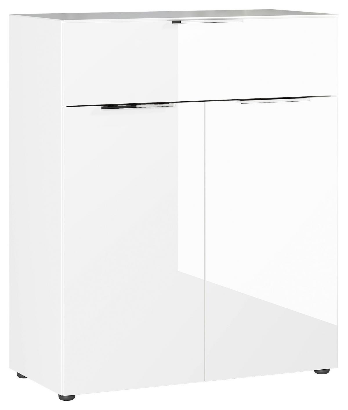 KOMODA OAKLAND - bílá/černá, Moderní, kov/kompozitní dřevo (83/102/42cm) - Premium Living