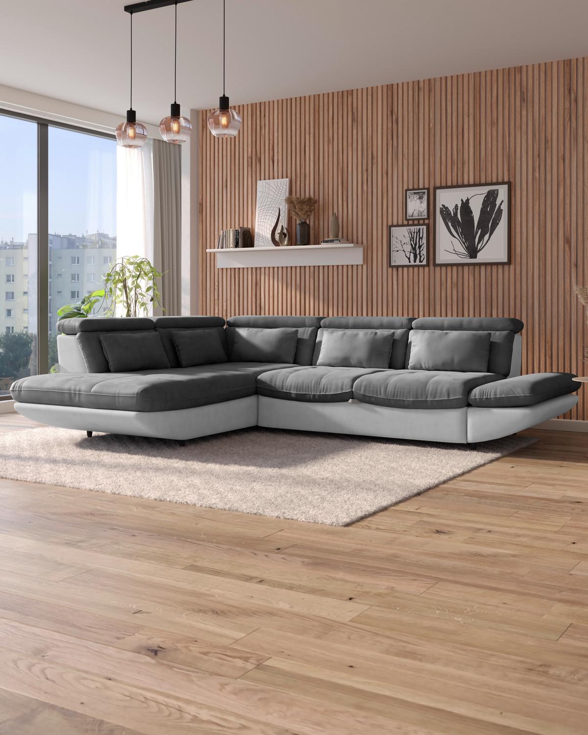 SEDACÍ SOUPRAVA PARK - černá/světle šedá, Moderní, textil/plast (233/311cm) - Luca Bessoni