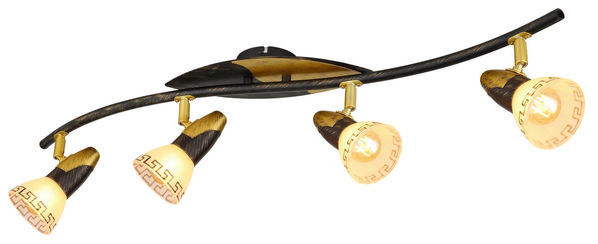 Strahler 5449-4 - Goldfarben/Schwarz, Basics, Glas/Metall (83/17,5/17cm) - Globo