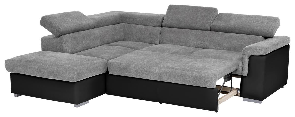 Sedací souprava MILLA šedá/černá levý roh - šedá/černá, Basics, dřevo/textil (217/252cm)