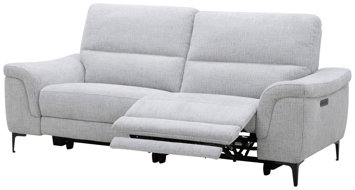 2-Sitzer Sofa Berlin Samt Grau, B: 214 cm - Schwarz/Naturfarben, MODERN, Holz/Kunststoff (216/94/95cm)