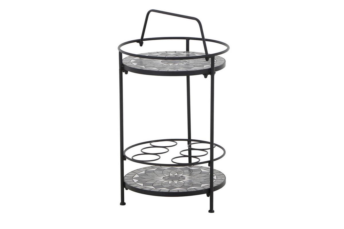 Gartentisch Metall/Keramik L 42 cm - Schwarz, KONVENTIONELL, Keramik/Metall (42/42/74cm) - Siena Garden