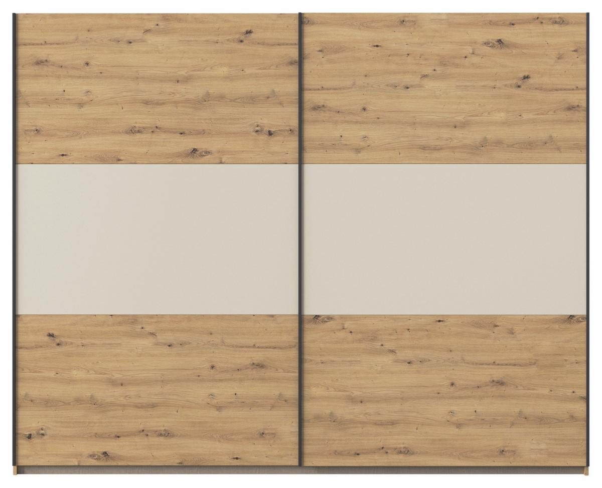Schwebetürenschrank Neo Champagner Eiche Artisan Dekor - Champagner/Alufarben, MODERN, Holzwerkstoff (261/210/59cm) - Rauch Möbel