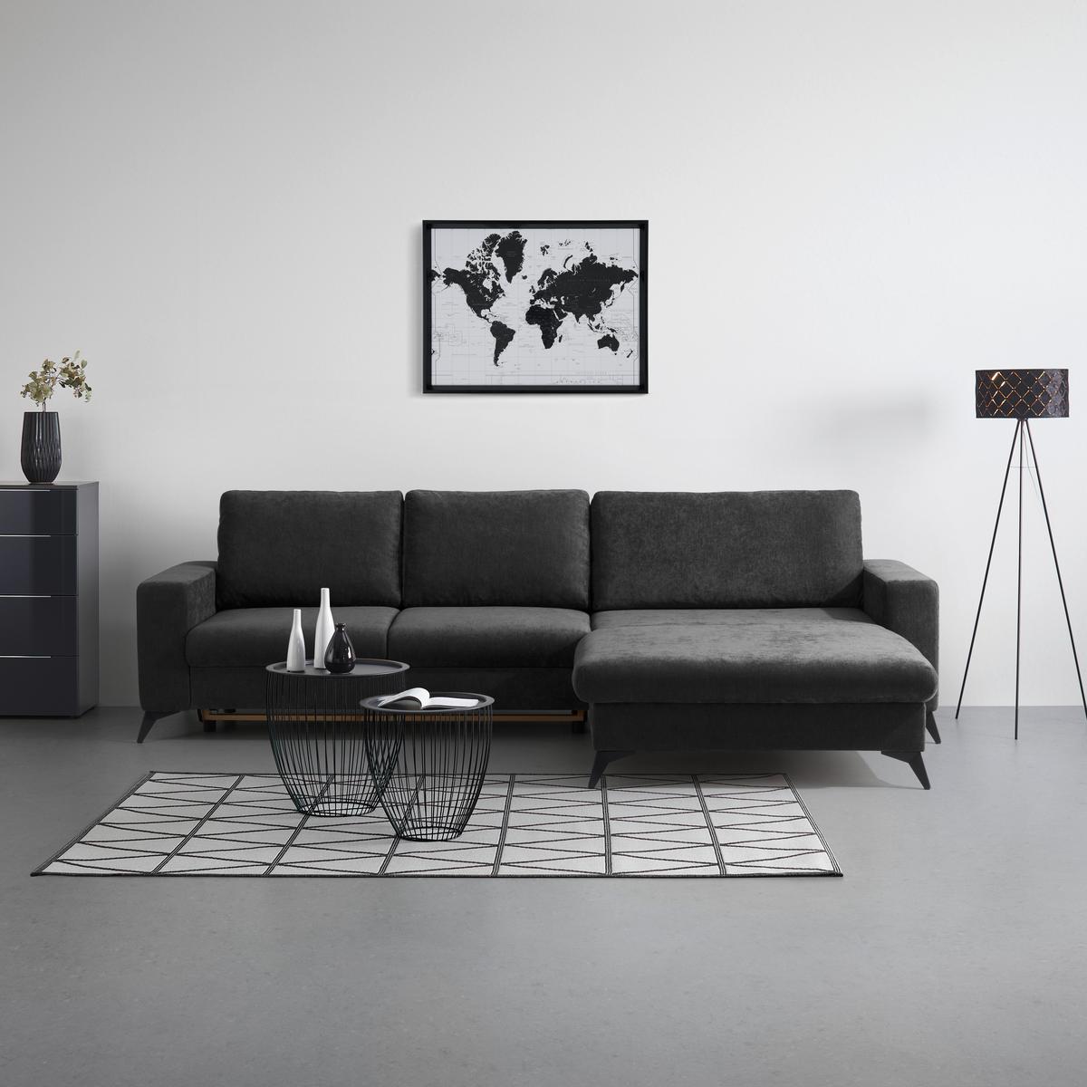 Rohová sedačka SUNNY, oboustranná, černá - černá, Moderní, textil (290/87/178cm) - Mömax