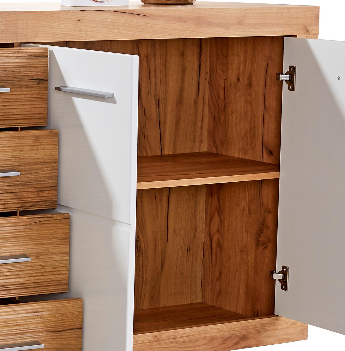 Kommode B 178,6cm Malta, Kraft Eiche Dekor/Weiß - Eichefarben/Weiß, MODERN, Holzwerkstoff (178,6/86/39,9cm)