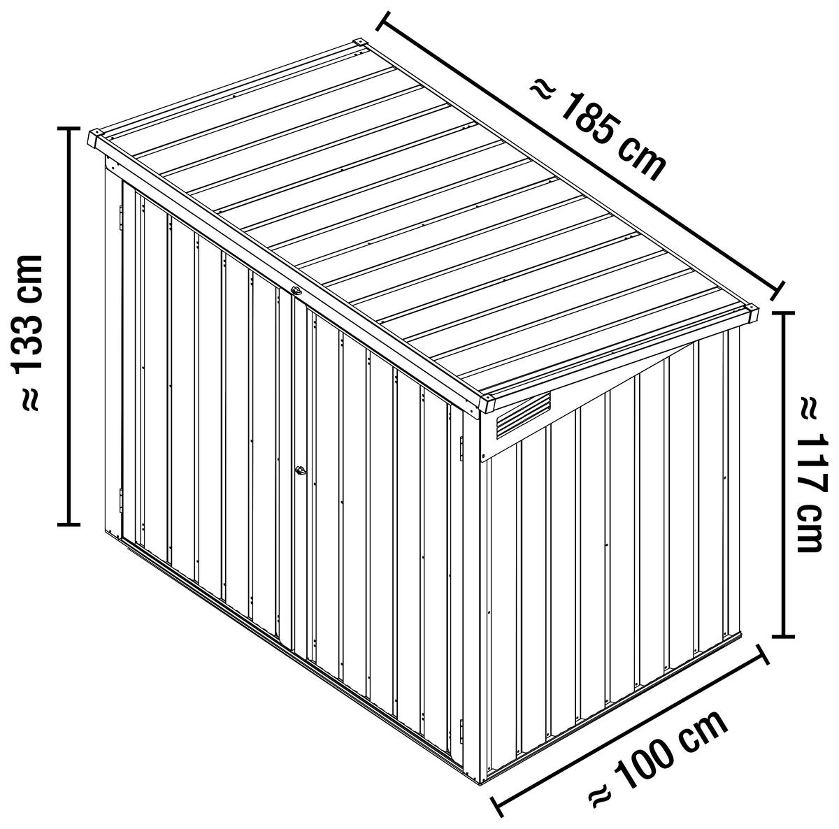 Mülltonnenbox für 2-3 Tonnen B/H/T: ca.185/117-133/100cm - Anthrazit, Basics, Metall (185/117-133/100cm)
