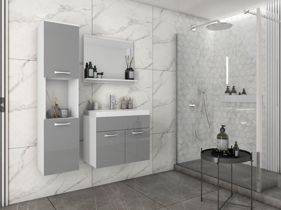 Badezimmer in Weiß und Grau