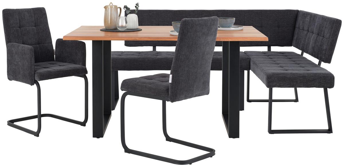 Eckbank Dunkelgrau Polyester Laslo 134x185 cm - Dunkelgrau/Schwarz, MODERN, Textil/Metall (134/185cm) - MID.YOU