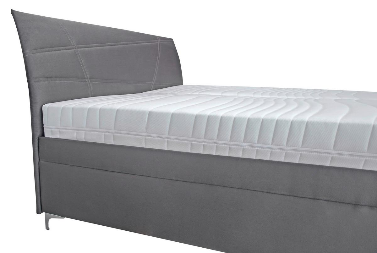 Čalouněná postel LAUREN 160x200, antracit, text. kůže - bílá/barvy chromu, Konvenční, dřevo/textil (160/200cm)