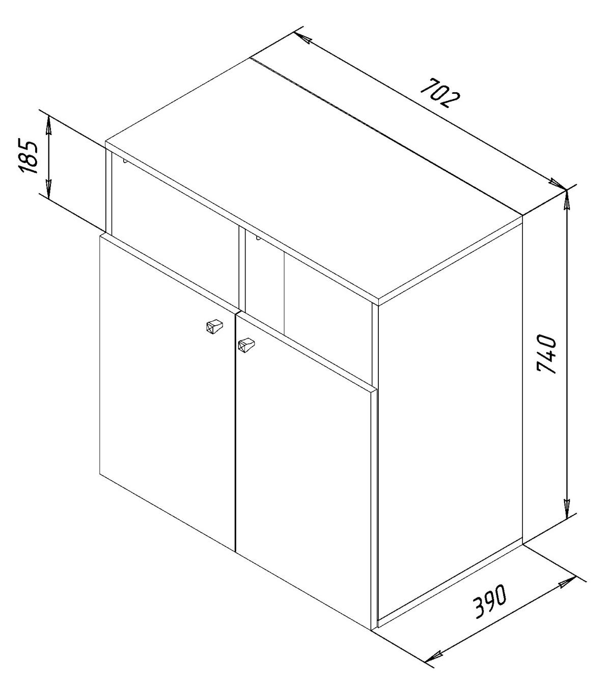 Wäscheschrank Klidas L B: 70,2cm - Weiß, MODERN, Holzwerkstoff (80/74/39cm) - MID.YOU
