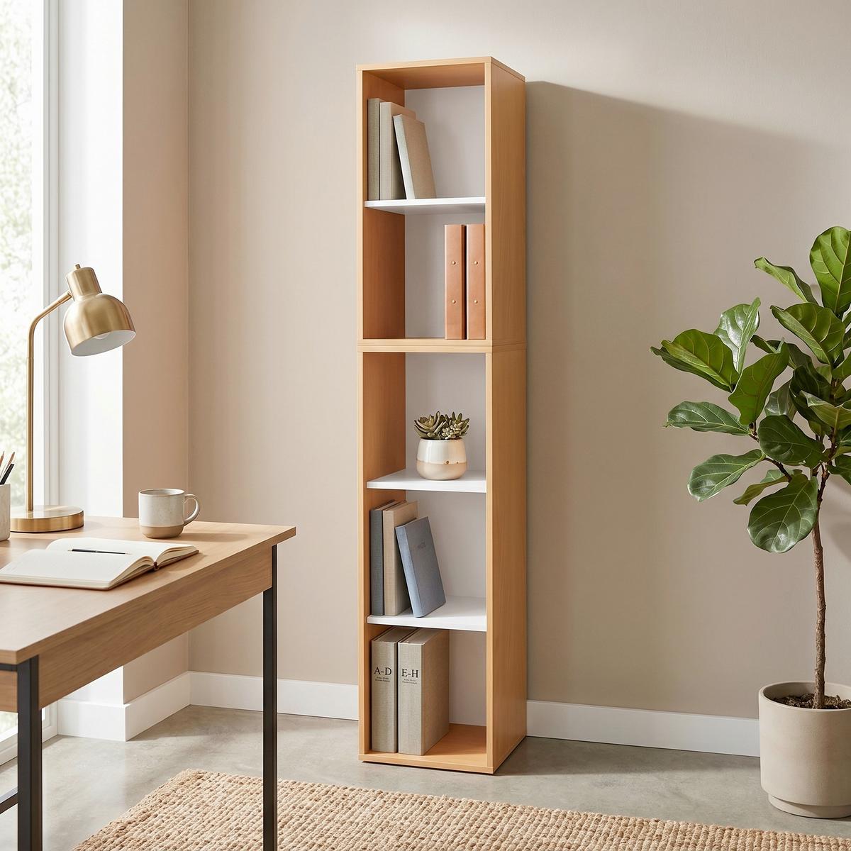 Regál na dokumenty š: 35cm, farby buka - bílá/barvy buku, Moderní, kompozitní dřevo (35cm) - P & B