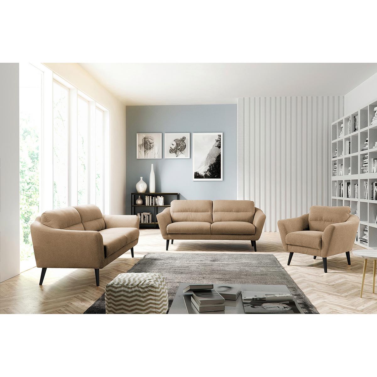 Sessel Tromso Beige B: 92 Cm - Beige/Schwarz, Design, Textil (92/87/88cm) - Livetastic