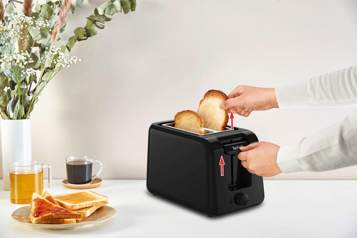 TOASTER Schwarz, 850W, 2 Schlitze - Schwarz, Basics, Kunststoff (30,4/17,4/18,2cm) - Tefal
