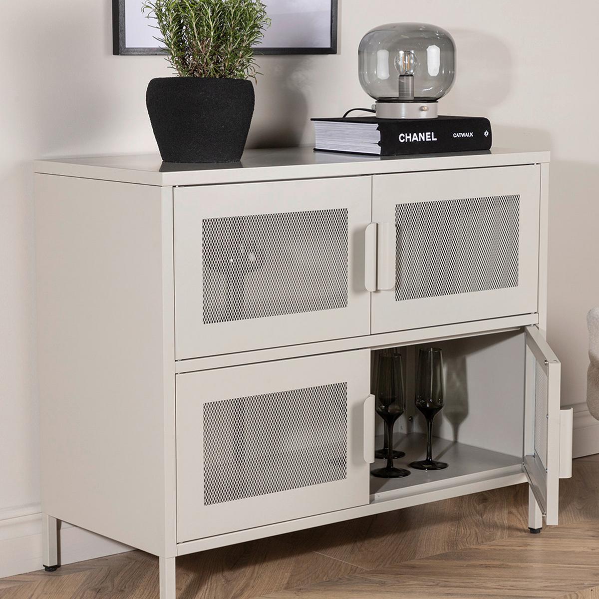 Sideboard Nett - Beige, Design, Metall (90/75/40cm) - Livetastic