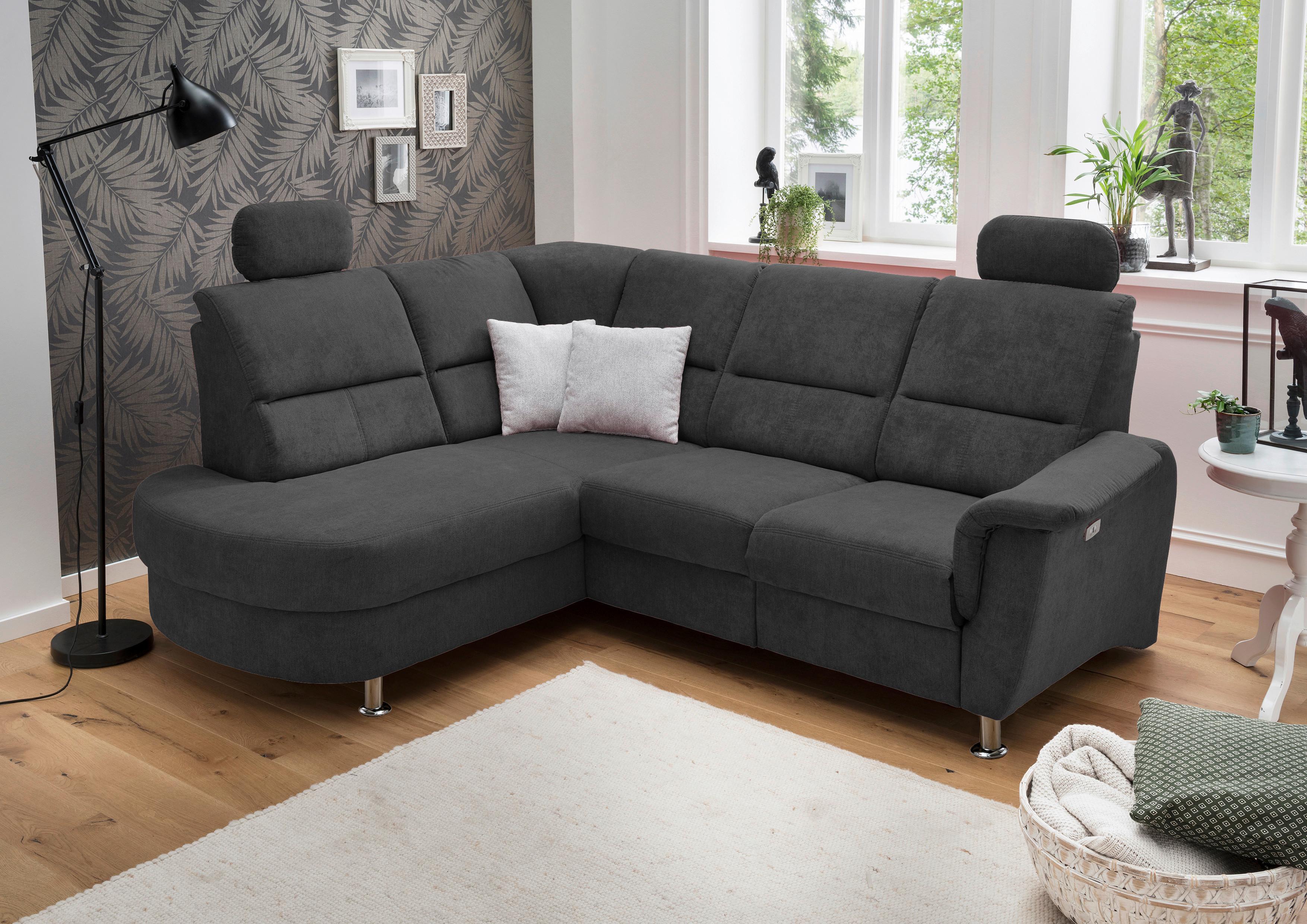 Ecksofa Parole Schwarz S: 184/231 cm - Chromfarben/Schwarz, KONVENTIONELL, Textil (184/231cm) - Livetastic