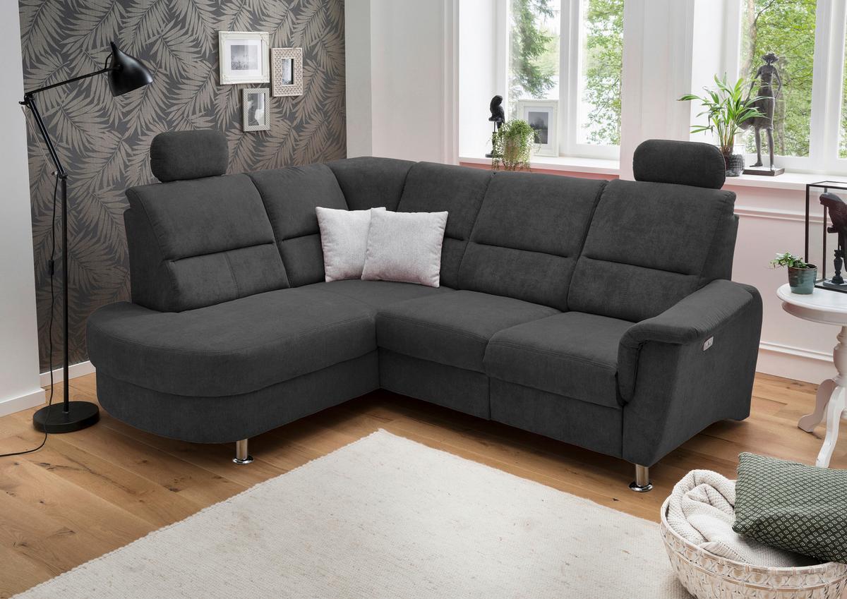 Ecksofa Parole Schwarz S: 184/231 cm - Chromfarben/Schwarz, KONVENTIONELL, Textil (184/231cm) - Livetastic
