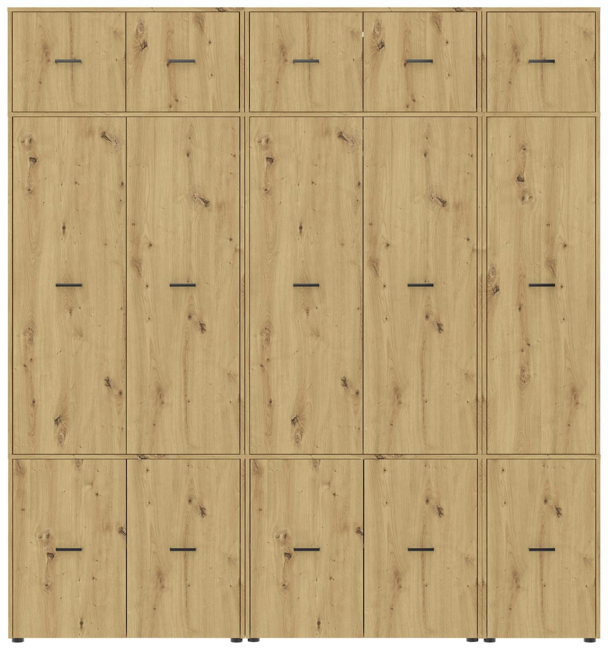 Kleiderschrank Kivo Eiche Artisan Dekor, B: 225 Cm - Eiche Artisan, Basics, Holzwerkstoff (225/239,40/52,1cm)