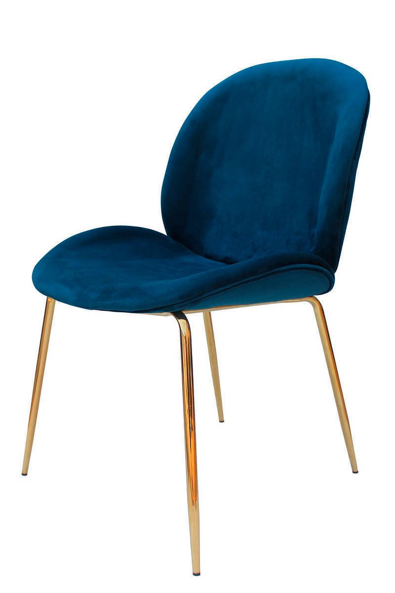 Sada stoličiek modrá - modrá/mosadzná, Modern, kov/plast (47/90/59cm) - Kayoom