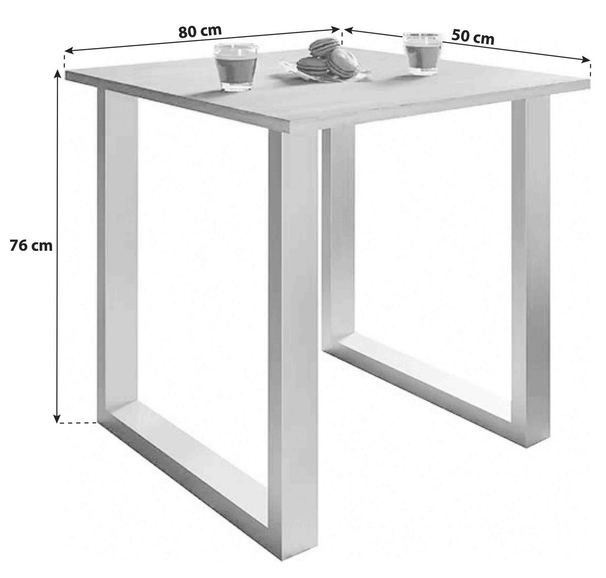 Esstisch Xona 80x50 cm Schwarz/Eiche Dekor - Schwarz/Sonoma Eiche, Basics, Holzwerkstoff/Metall (80/50/76cm) - MID.YOU