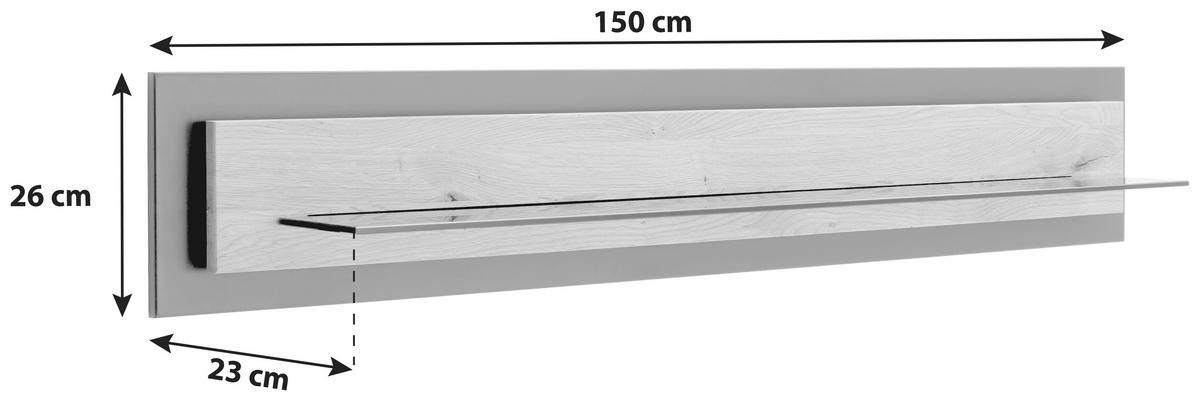 Wandboard Assini Wildeiche B: 150 cm - Wildeiche, Design, Glas/Holz (150/26/23cm) - MID.YOU