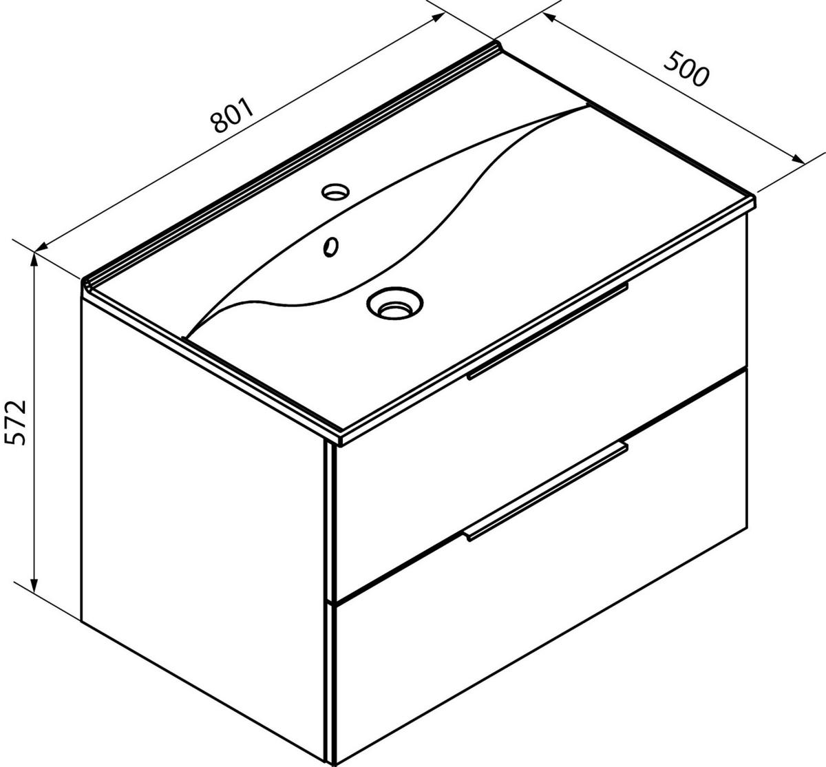 Waschtsichkombi B.Brilliant Anthrazit/Eichefarben B: 80cm - Eichefarben/Anthrazit, Basics, Glas/Holzwerkstoff (80,1/56,2/50cm) - MID.YOU