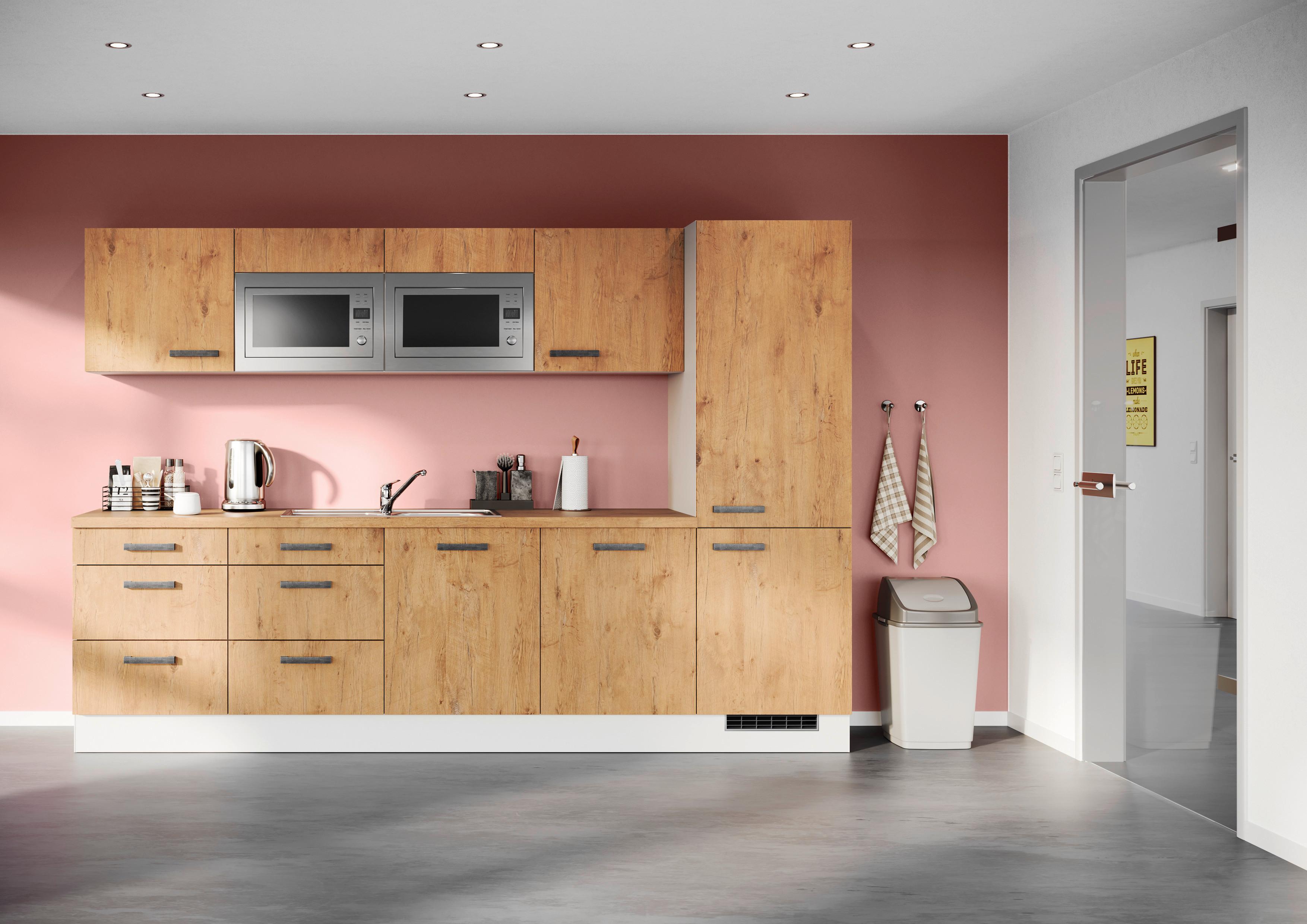 Küchenleerblock Ip1200 - Eichefarben/Weiß, Design, Holzwerkstoff (300cm) - Impuls