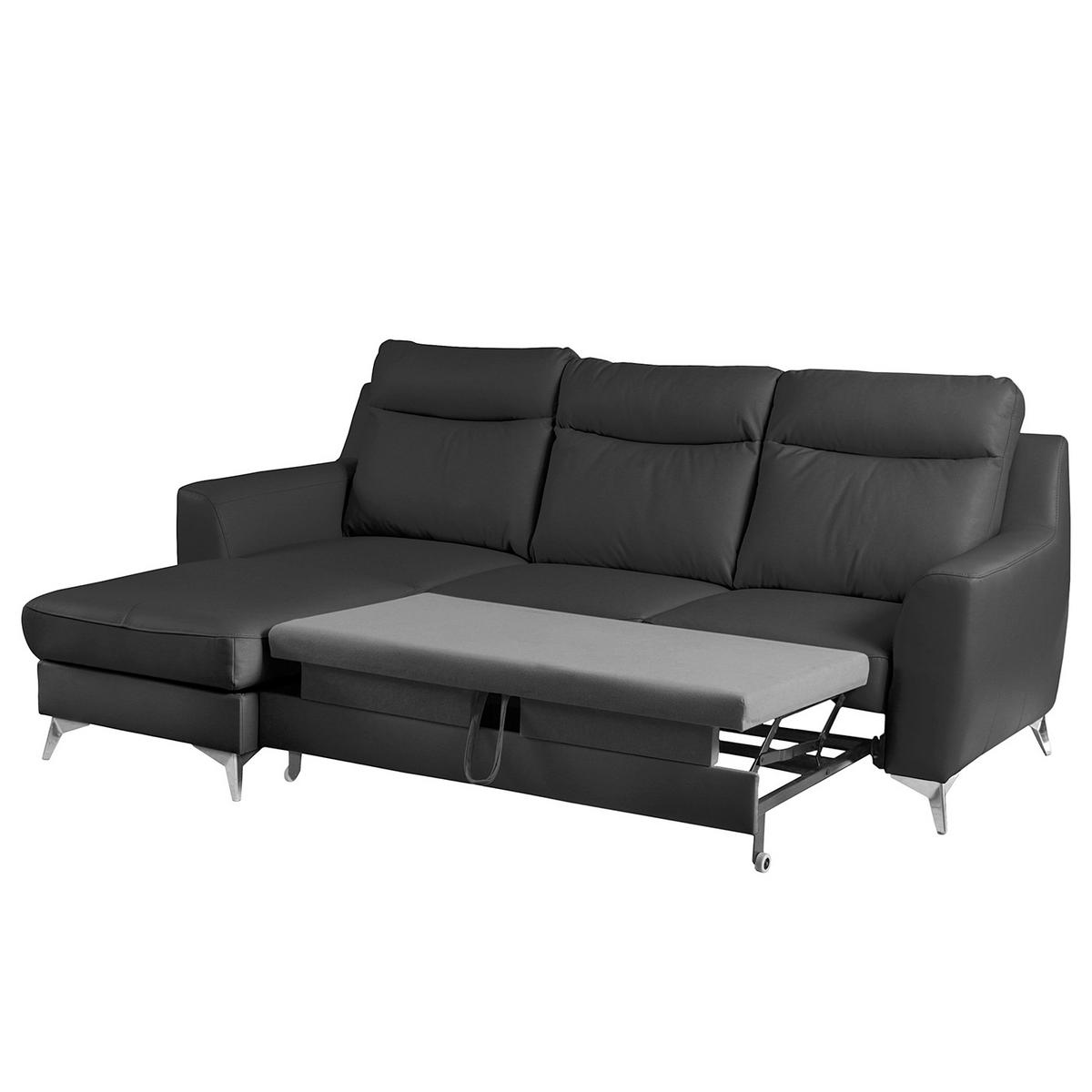 Ecksofa Gio Schwarz S: 236x168 Cm - Chromfarben/Schwarz, Design, Leder/Textil (236/168cm) - Livetastic