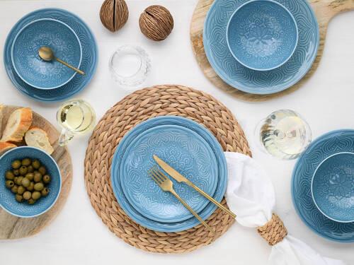 Jídelní souprava ORIENT MANDALA, 18-dilná - světle modrá, Trend, keramika - Creatable